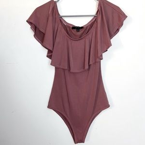 Dusty pink ruffle bodysuit